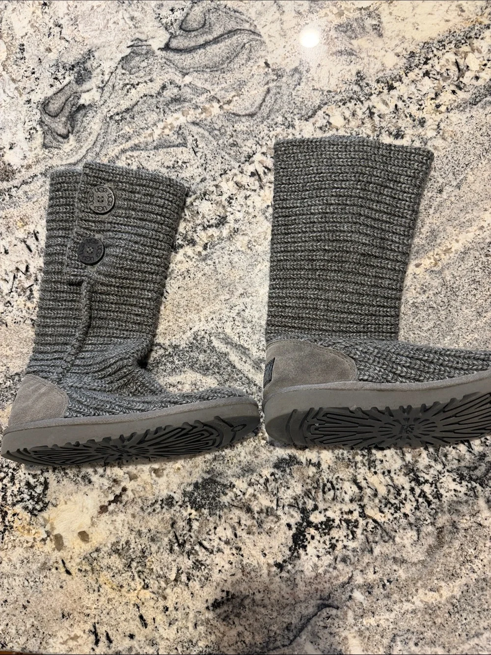 UGG Gray Knit Cardi Button Tall Boots